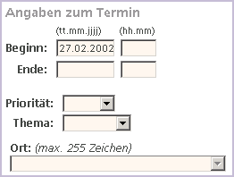 Termin Angaben
