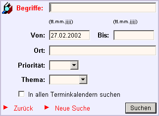 Kalender Suche
